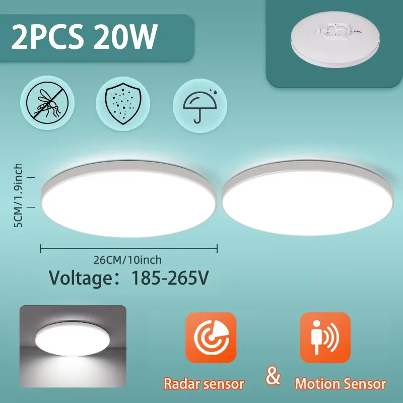 Lampe moderne LED radar détecteur mouvement 220V blanc abs murale