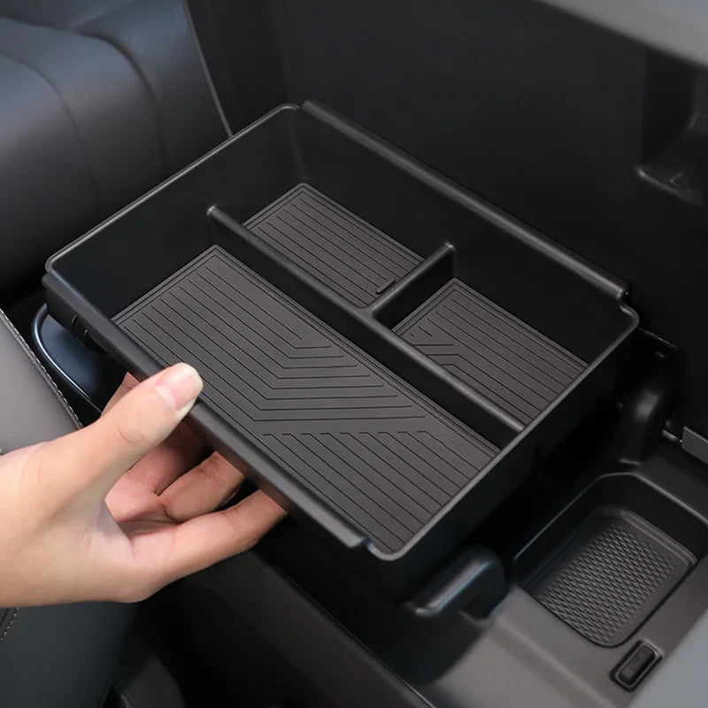 organisateur boîte gants voiture zeekr 7x noir texturé minimaliste rangement smartphone maquillage porte clés