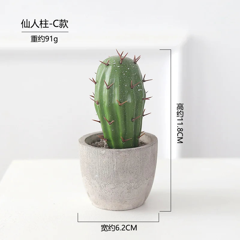 décoration intérieure cactus artificiel vert moderne pot gravier salon 11.1cm