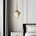 lampe suspendue moderne élégante dorée transparente câble noir ampoule e27 chambre salon