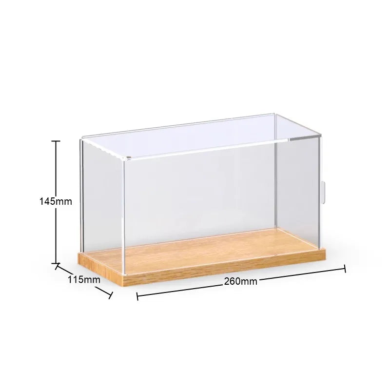 étagère figurines transparente moderne bois clair réutilisable pliable organisateur collection carrée respectueuse environnement minimaliste