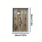 porte clés mural rustique blanc texture bois cœur crochets métalliques vintage