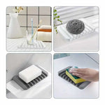 support savon silicone adhésif moderne gris blanc orange bleu jaune vert rayures horizontales