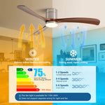 ventilateur moderne lumière led blanc marron moteur dc télécommande salon maison