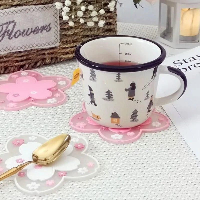 serviettes table rose fleurs blanches moderne non glissantes adhésives décoration intérieure 16cm