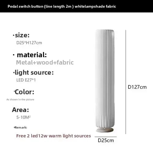 lampe sol moderne blanche tissu rayures verticales cylindrique salon chambre intérieur chic