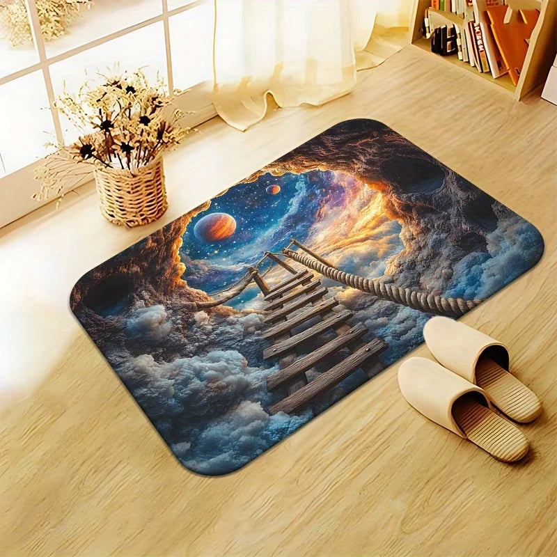 tapis moderne multicolore planètes astronaute étoiles antidérapant résistant décoloration 30x50cm 40x60cm 50x80cm chambre salon