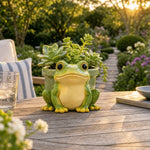 pot fleurs forme grenouille vert jaune succulentes décoration jardin animalier champêtre