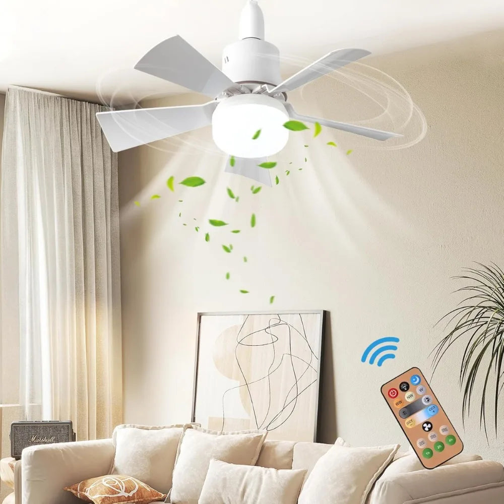 ventilateur led lumière télécommande moderne blanc 30w e27 fixe opacité chambre cuisine garage