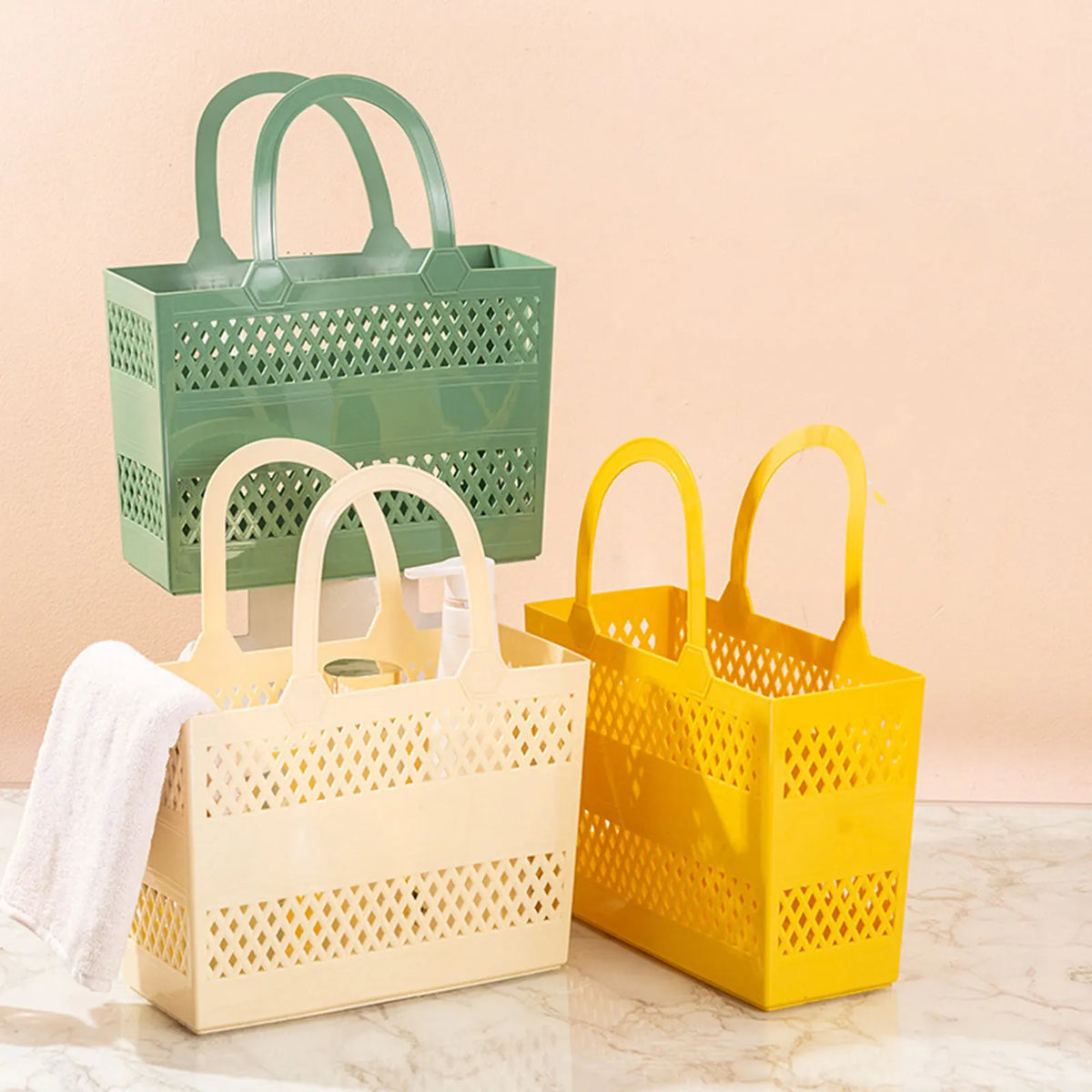 Panier de rangement avec drainage pour salle de bain