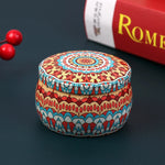 boîte ronde rangement cosmétique décorative motif floral boho chic pot stockage bijoux maquillage
