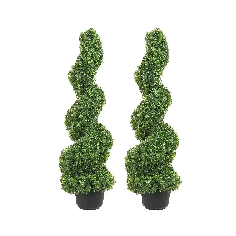 topiaire artificielle feuilles rondes dense moderne pot noir extérieure verte grande hauteur decoration