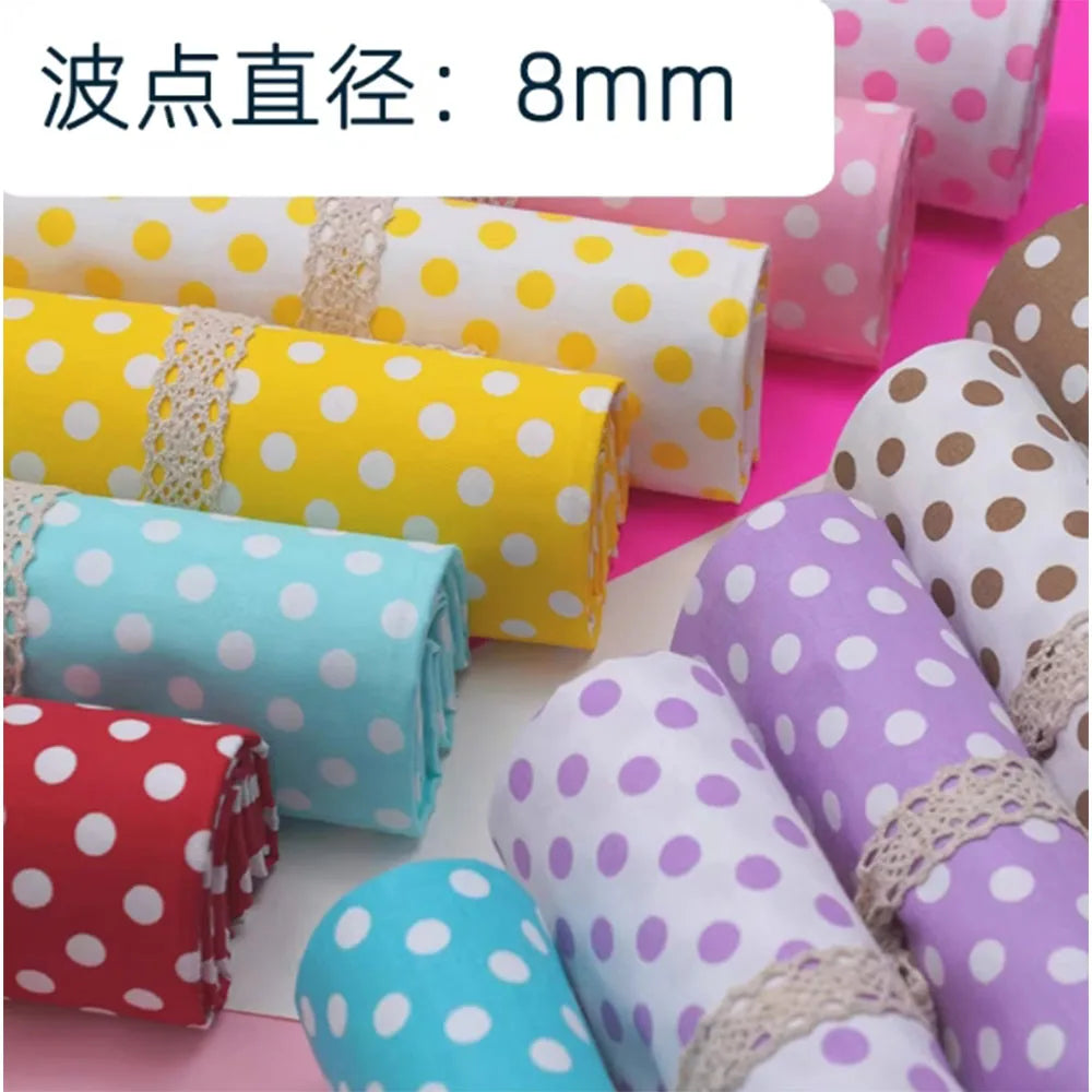 tissu sergé 100% coton largeur 160cm imprimé pois moderne jaune vert bleu rose violet