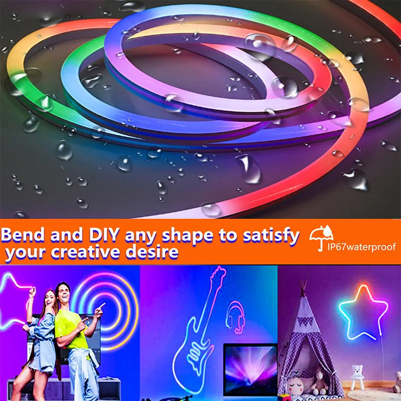ruban led néon multicolore fluorescent moderne controle bluetooth application usb
