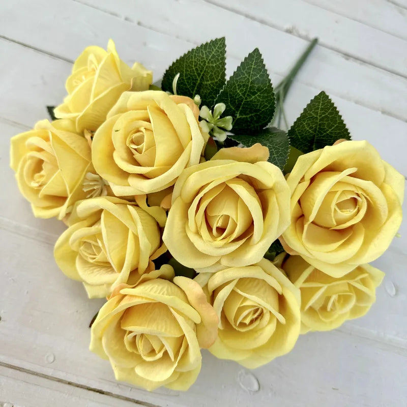 bouquet roses artificielles soie decoration intérieure moderne élégante anniversaire fiançailles graduation valentin