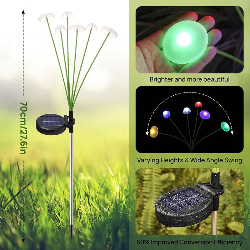 lumière solaire extérieure moderne forme champignon multicolore clips semi transparentes verte bleue rose