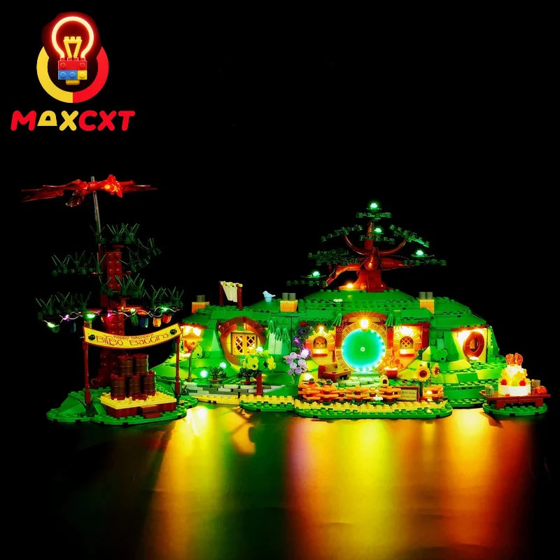 lampe led lego construction vert brun anneaux comté décoration diy floconnels motifs floraux architecture