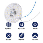 module led circulaire jaune support transparent industriel câbles bleus blancs trois points fixation métalliques