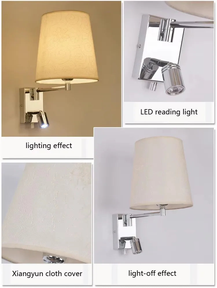 lampe murale moderne bras articulé abatjour beige chrome cuisine chambre coucher entree salles manger