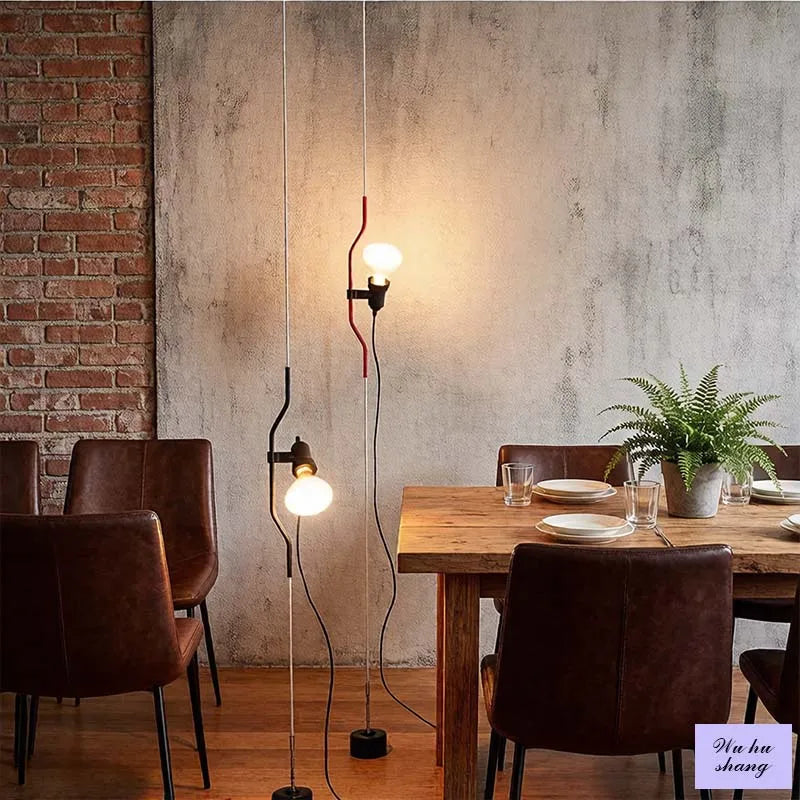 lampe suspension moderne blanc noir rouge ampoule led minimaliste chambre salon interrupteur bouton haute