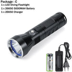 lampe poche plongée led 30w 3000lumens étanche 100m rechargeable tactique robuste