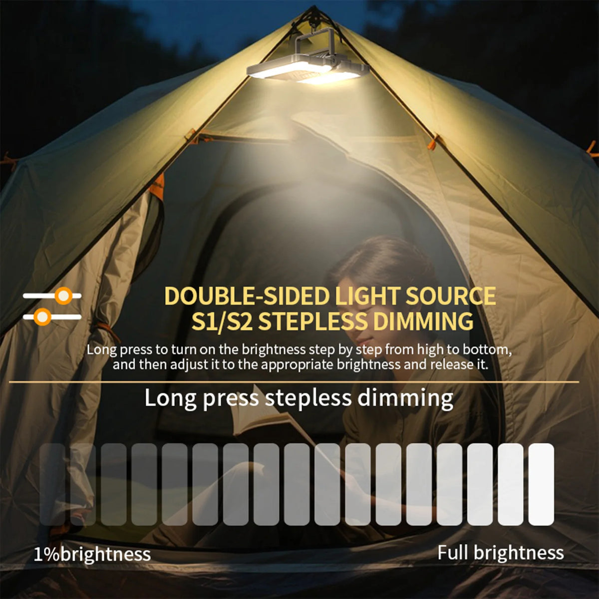 lampe camping pliable beige robuste clips modes éclairage pratique contrôlabile