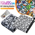 couverture colorier motif animal géométrique moderne 24 marqueurs acryliques 150x125cm