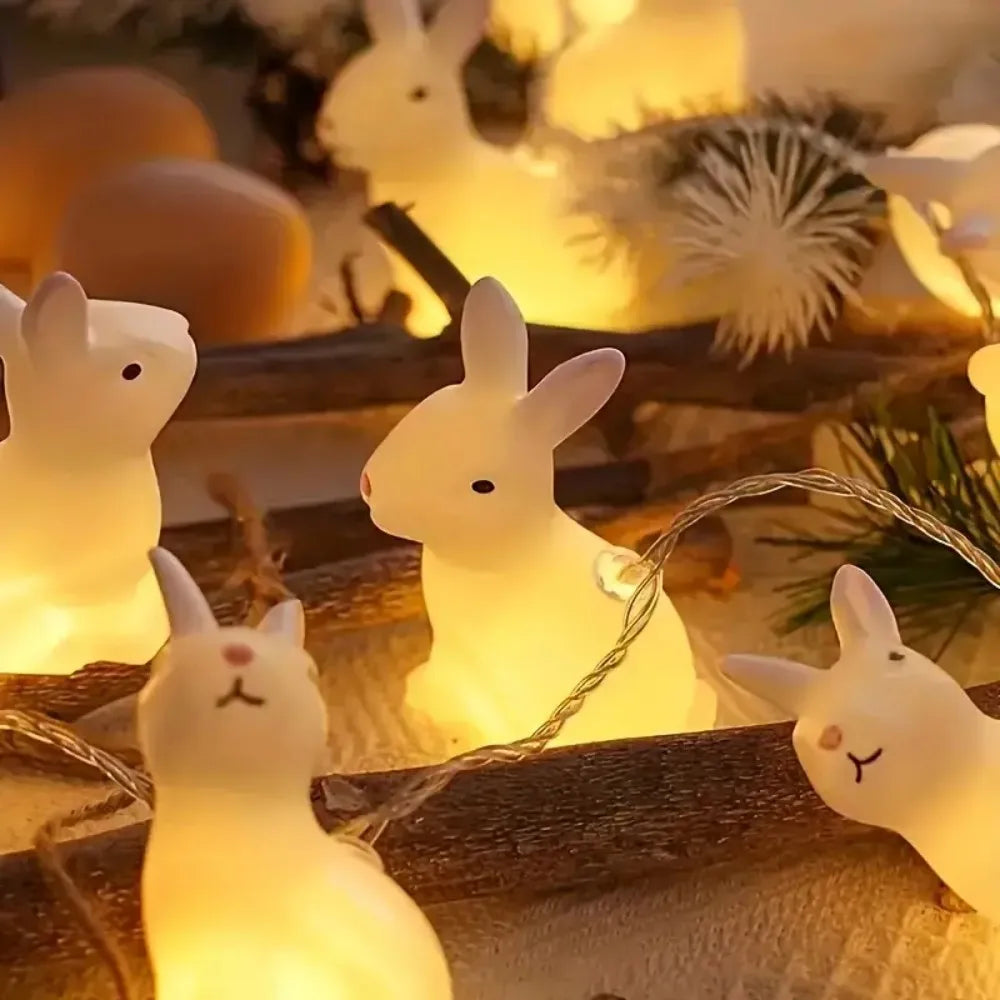 décoration intérieure figurines lapins lumineuses blancs visage mignon modernes 10 led autonomes