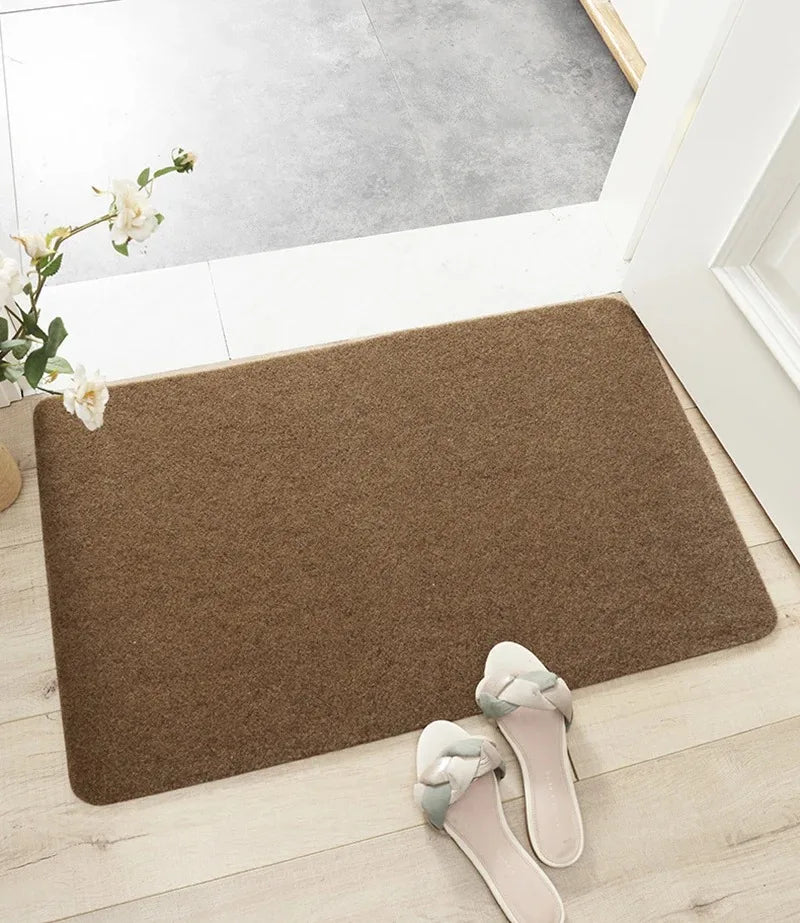 tapis sol moderne polyester résistant antidérapant marron noir uni extérieur 30x50cm