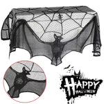 rideau halloween toile d'araignée chauve souris noir polyester fenetre cuisine decoration horreur