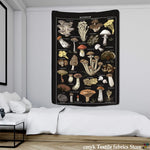 tapisserie murale tissée champignons noirs vintage décoration chambre sorcellerie bohème polyester rectangle