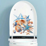 autocollant mural decoratif coquillages etetoilesmer bleuorange beige blanc adhésif salon refrigérateur