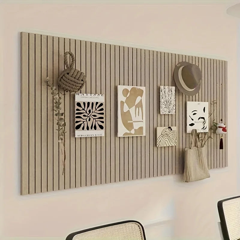 panneau mural décoratif minimaliste beige gris blanc rainures verticales régulières dimensions 40cm 60cm abstrait