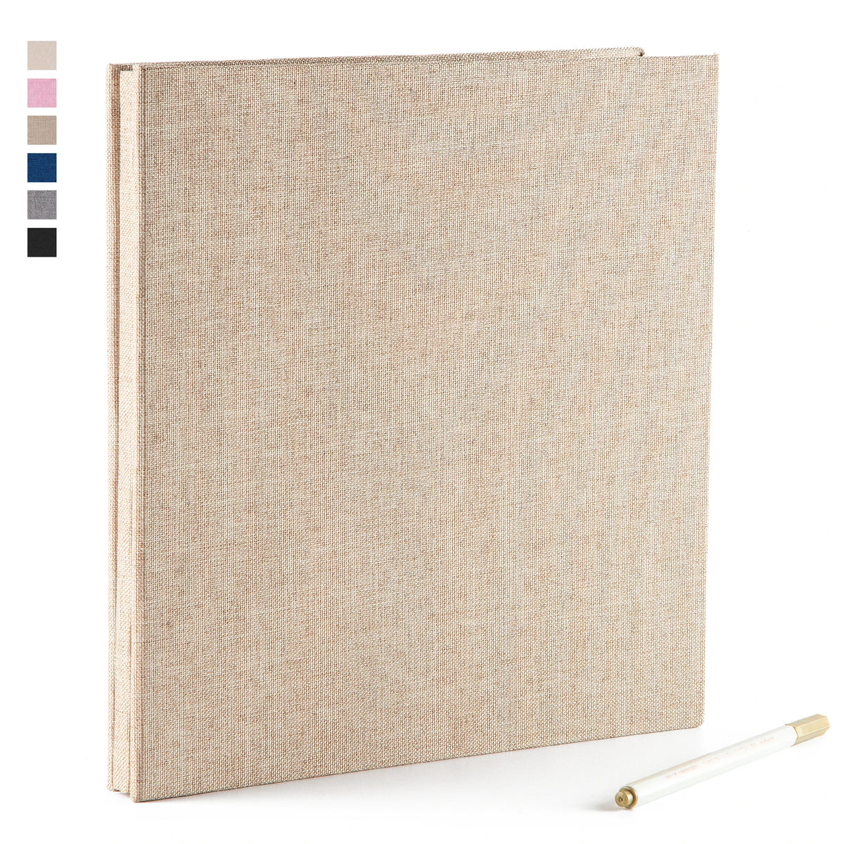 album photo classique toile lin beige clair 27cm 28cm pages blanches protégées collantes