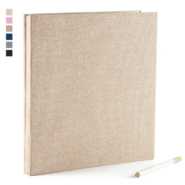 album photo classique toile lin beige clair 27cm 28cm pages blanches protégées collantes