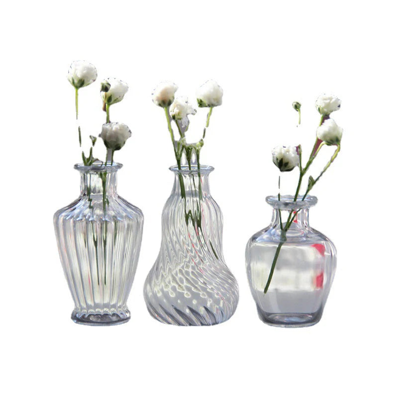 vases porcelaine transparents rayures verticales modernes accessoires maison poupée décoration chambre fleurs sèches