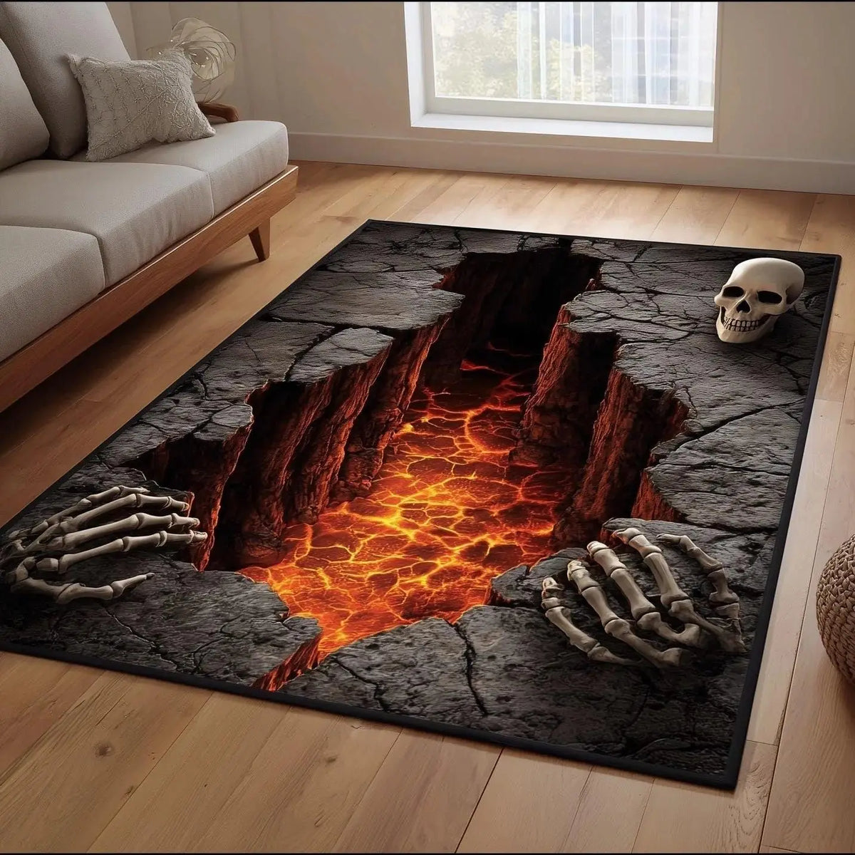 tapis crâne ossements noir moderne décoration intérieure extérieur salle bain chambre salon polypropylène polyester