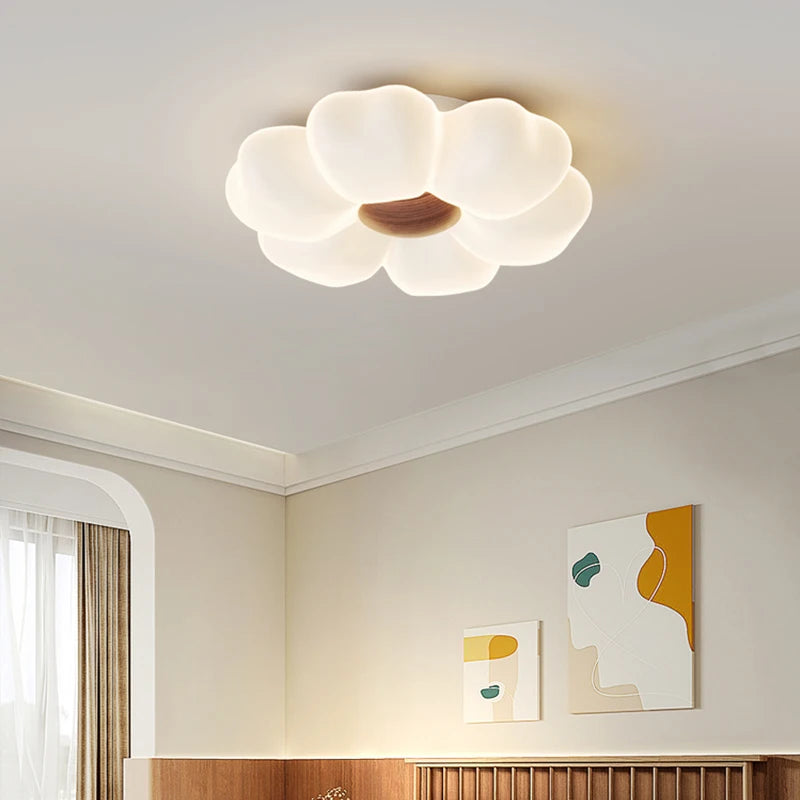 plafonnier led moderne blanc forme pétale chambre opacité fixations invisible