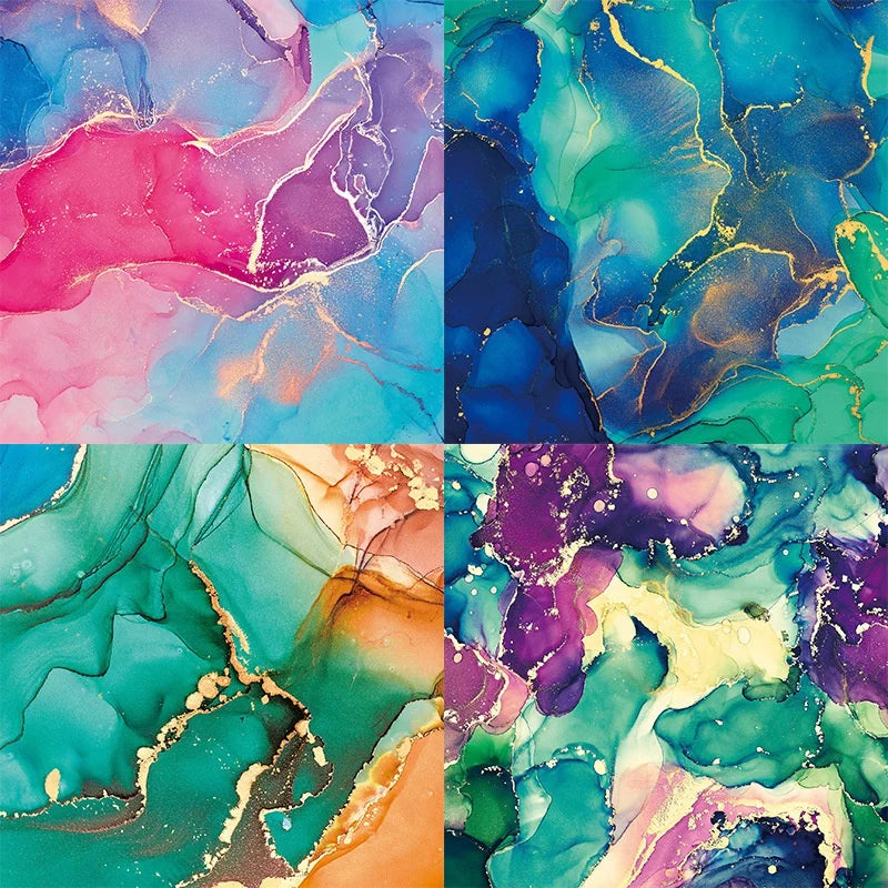 papier marbré moderne pad 6x6 12 feuilles motifs différents couleurs vives cadeau mariage anniversaire