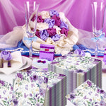 serviettes papier fleur violettes roses pivoines serviettes coeurs anniversaire mariage fêtes