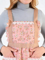 tablier cuisine toile fleurs petite pois gris rose vintage ajustable femmes