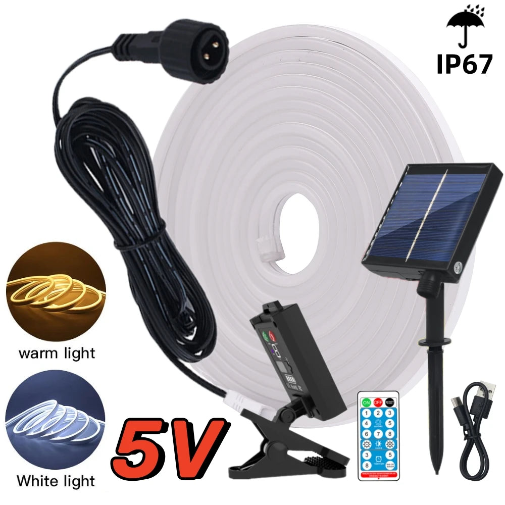 Bande lumineuse solaire néon flexible étanche IP67 Ombre Interieur