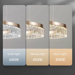 Suspension lumineuse moderne or transparent strass franges câbles suspendus led semi encastrée adjustable
