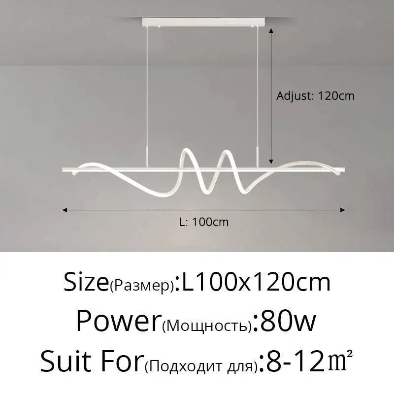 lumière suspendue moderne abstraite 100cm 120cm noir blanc doré minimaliste