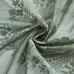 rideau vert clair broderie florale transparent classique salon hospitalité