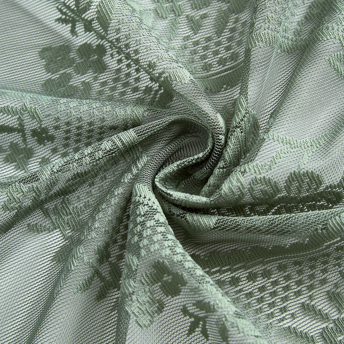 rideau vert clair broderie florale transparent classique salon hospitalité