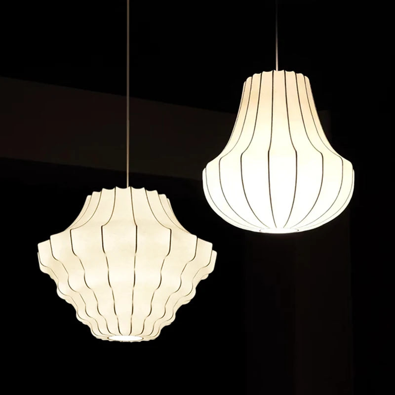 suspension lumineuse moderne blanc beige rayures verticales câble suspendu 4200K 3000K 6500K