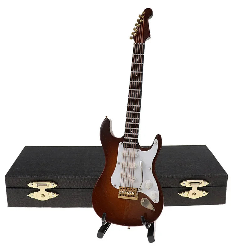 guitare électrique miniature bois support clip marron noir rouge blanc classique