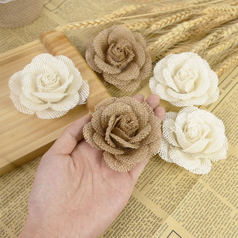 Déco mariage vintage avec fleurs de jute