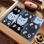 tapis séchage moderne chatons mignons gris noir blanc anti dérapant